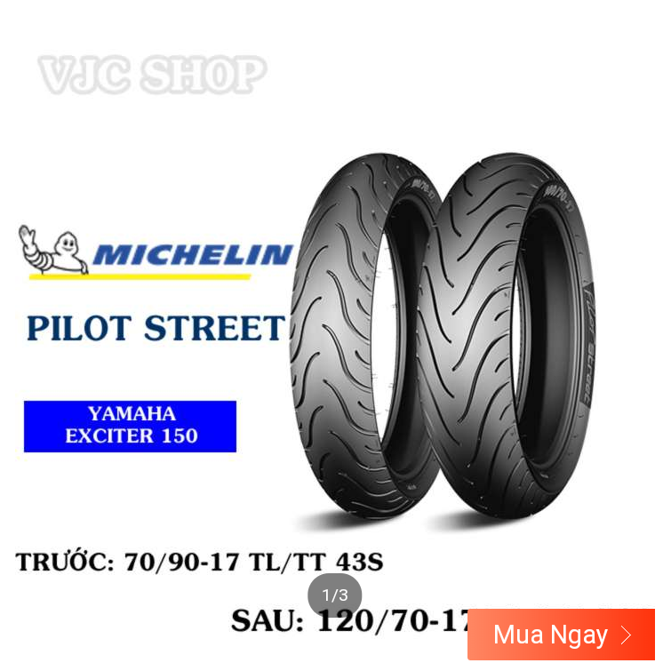 Combo Vỏ MICHELIN trước 70/90 - 17 - sau 120/70 – 17- Size zin của ex150 và winner [Vỏ không ruột]