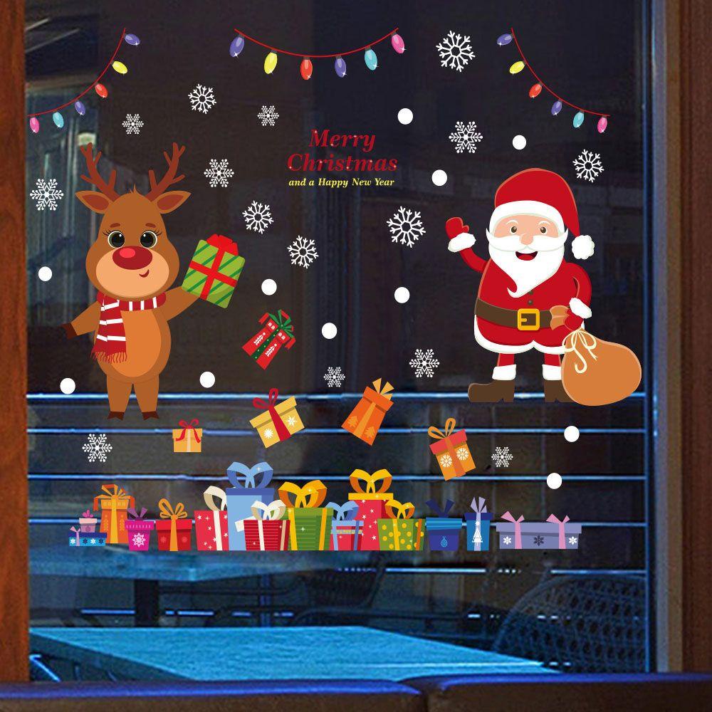 WTTLE Miếng Dán Cửa Sổ Trang Trí Giáng Sinh Năm Mới