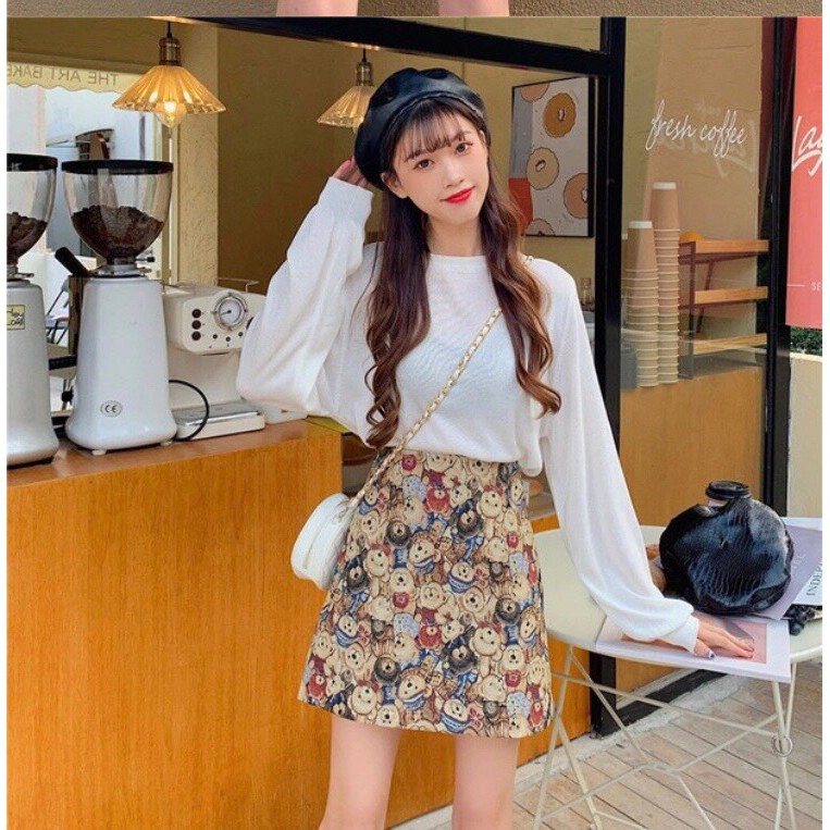 Chân Váy Chữ A Dáng Ngắn Nữ Họa Tiết Gấu/ Chân Váy Ngắn Đẹp CV10 | BigBuy360 - bigbuy360.vn