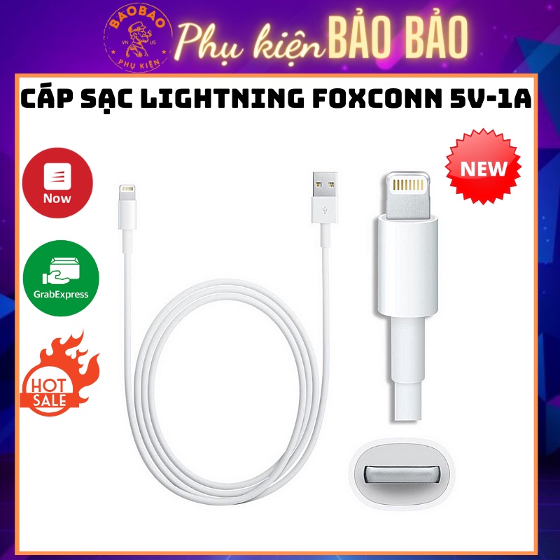 Cáp sạc USB-A to Lightning FOXCONN 5V-1A - Bảo hành 12 tháng