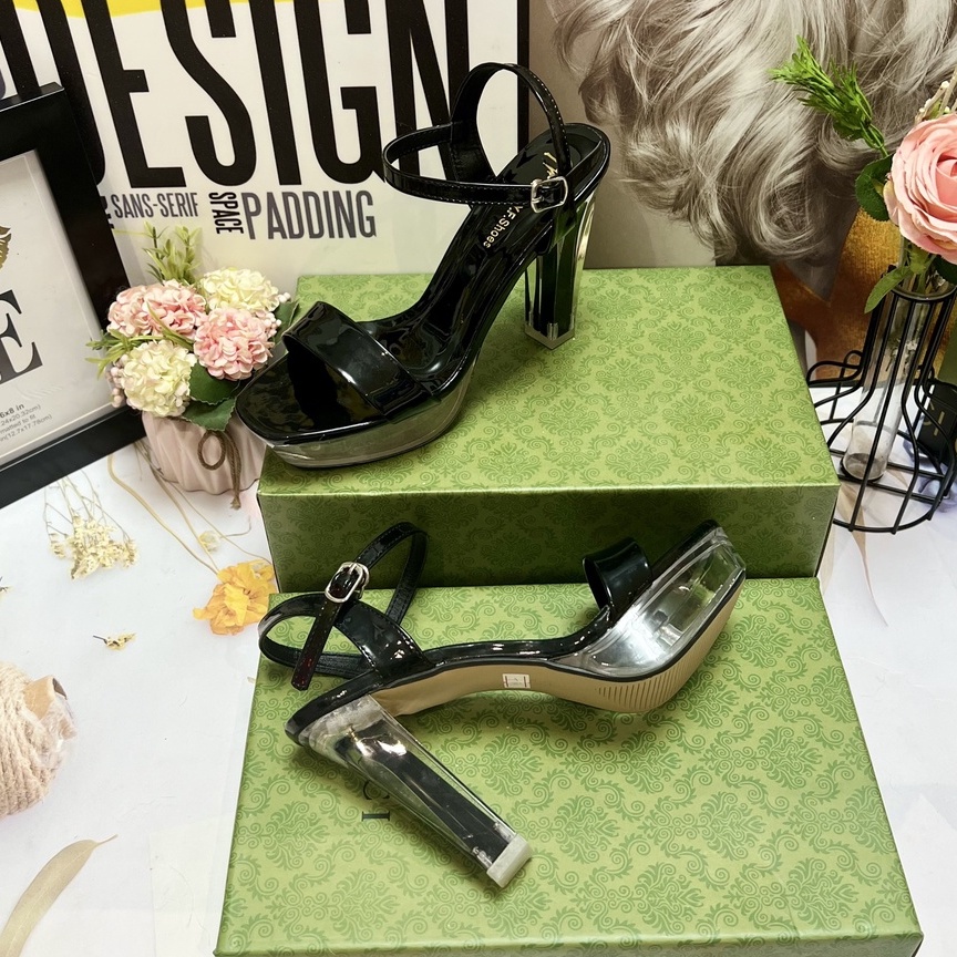 Giày Sandal Cao Gót Nữ Đế Vuông 12 Phân Đúp Trước T69
