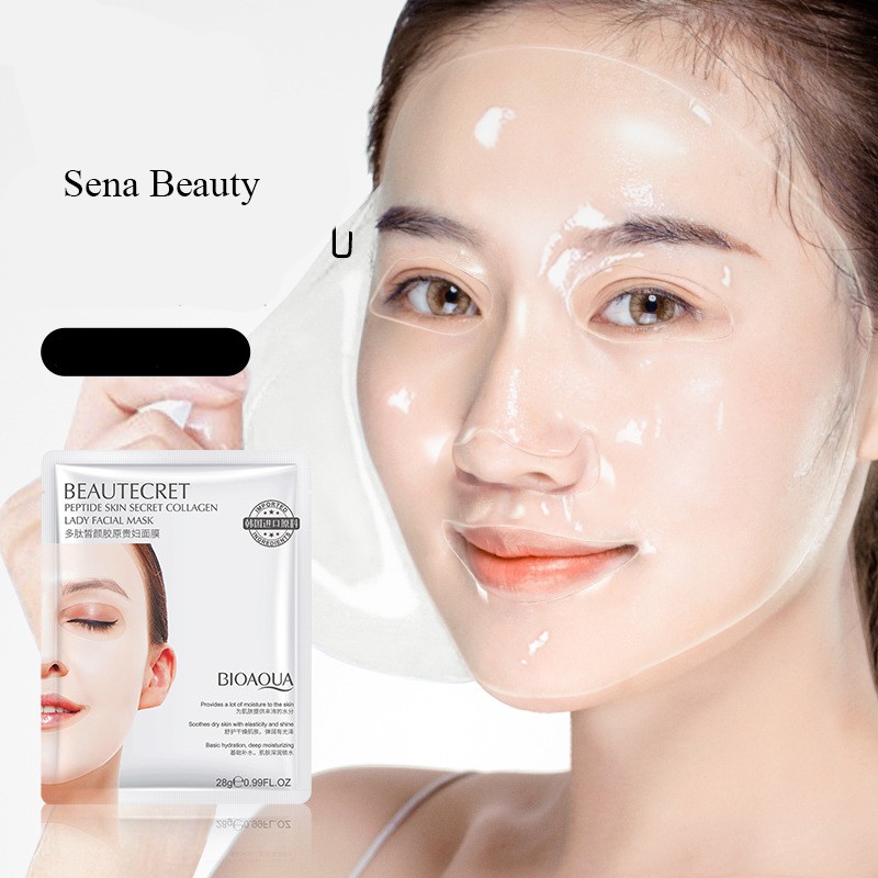 Combo 3 miếng mặt nạ thủy tinh Bioaqua thạch collagen Beautecret dưỡng ẩm sáng da Sena Beauty