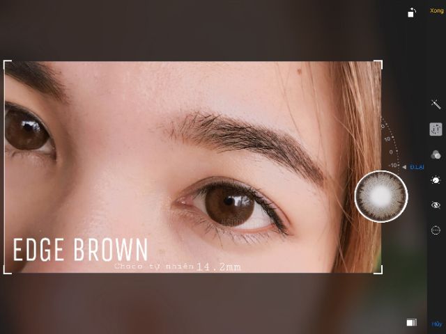 Lens cận nâu choco EDGE BROWN, kính áp tròng Hàn Quốc chính hãng 14,2mm, nâu tự nhiên giãn nhẹ babi