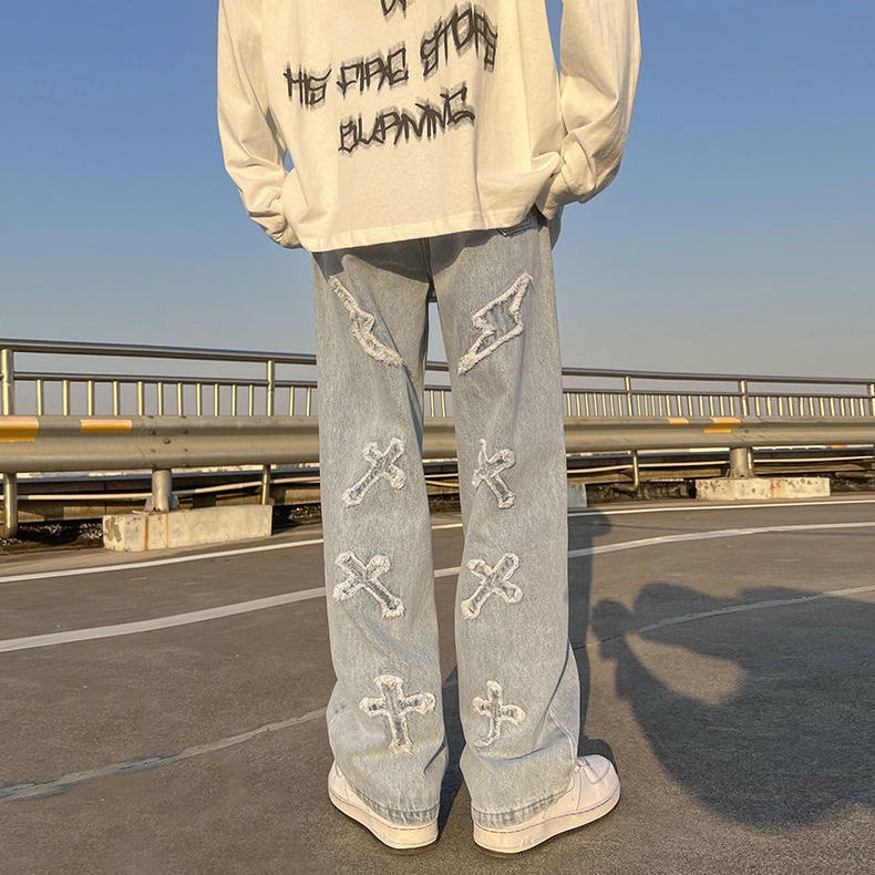 Quần jean dài MMIOT dáng rộng phong cách hip hop thời trang cá tính cho nam