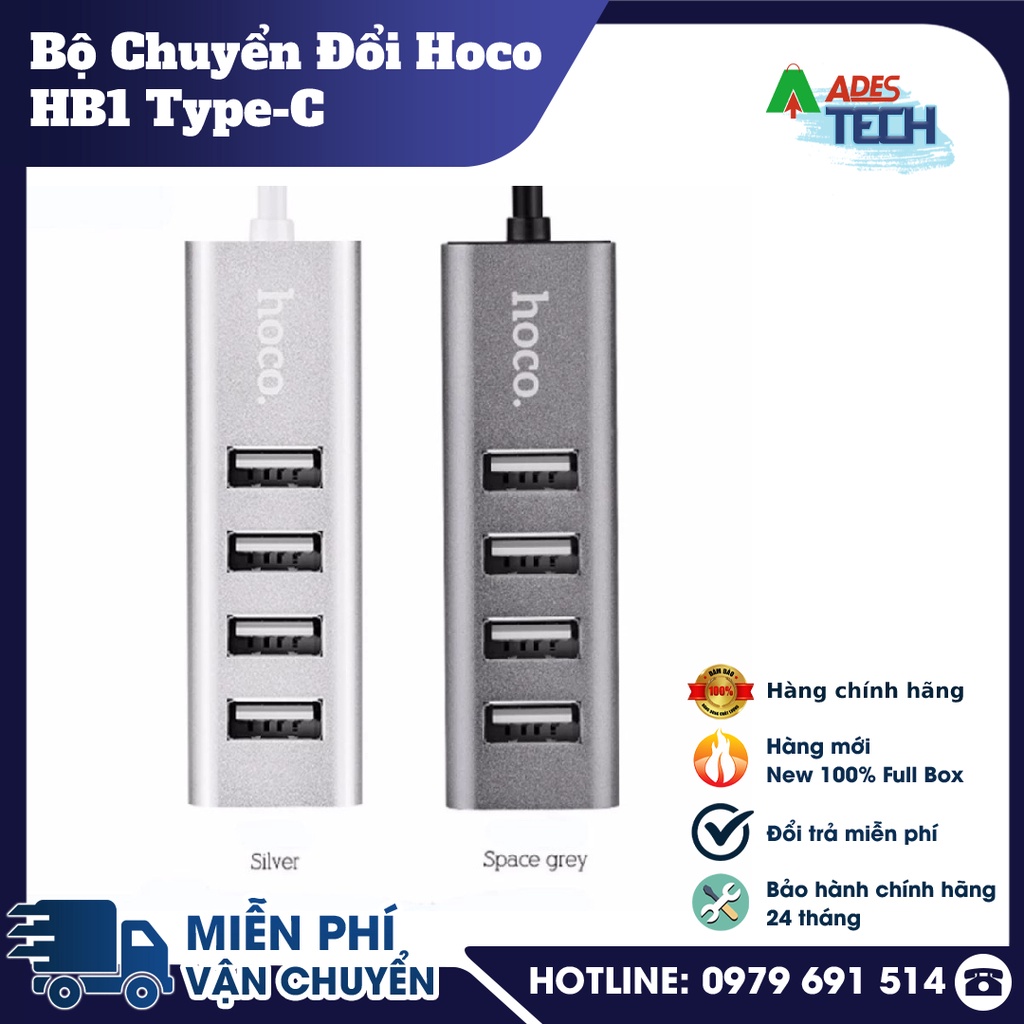 Hub USB 4 Cổng Hoco HB1 | Dây Dài 80CM | Truyền Tải Dữ Liệu Nhanh | Bảo Hành Chính Hãng 12 Tháng