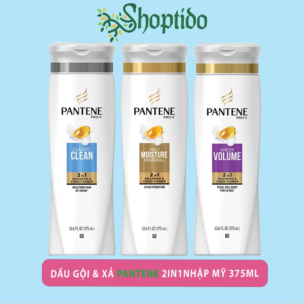 Dầu gội và xả Pantene 2 in 1 nhiều mùi hương nhập Mỹ 375ml NPP shoptido