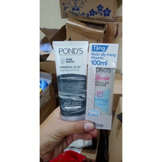 sửa rửa mặt ponds đất sét+nước tẩy trang 100ml