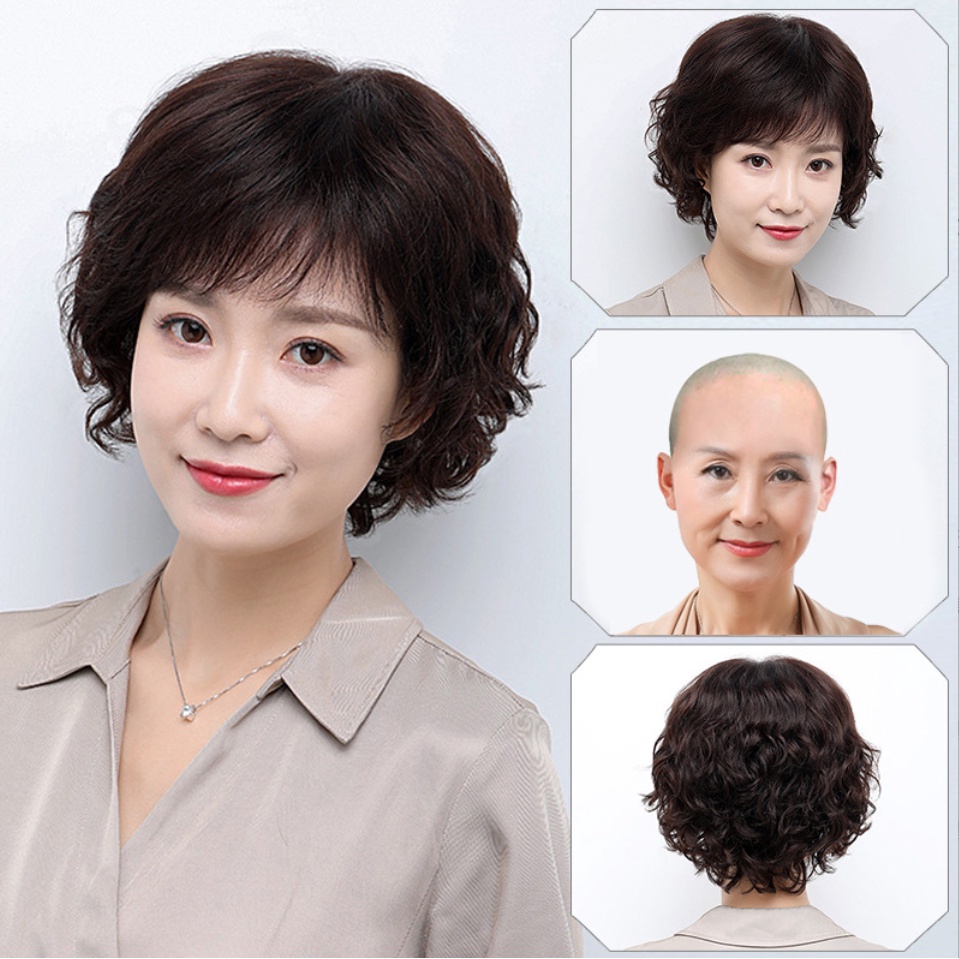Tóc giả trung niên nguyên đầu sợi tơ cao cấp, Tóc giả đẹp cả đầu - TG48