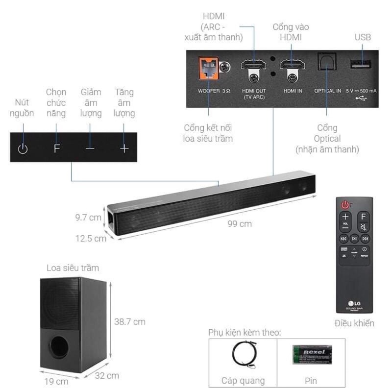 Loa thanh Soundbar LG SNH5 4.1 hàng chính hãng cao cấp Công suất 600W