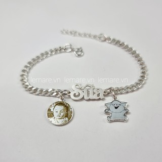 Vòng tay bạc ta khắc ảnh cho bé Le'Mare Jewelry