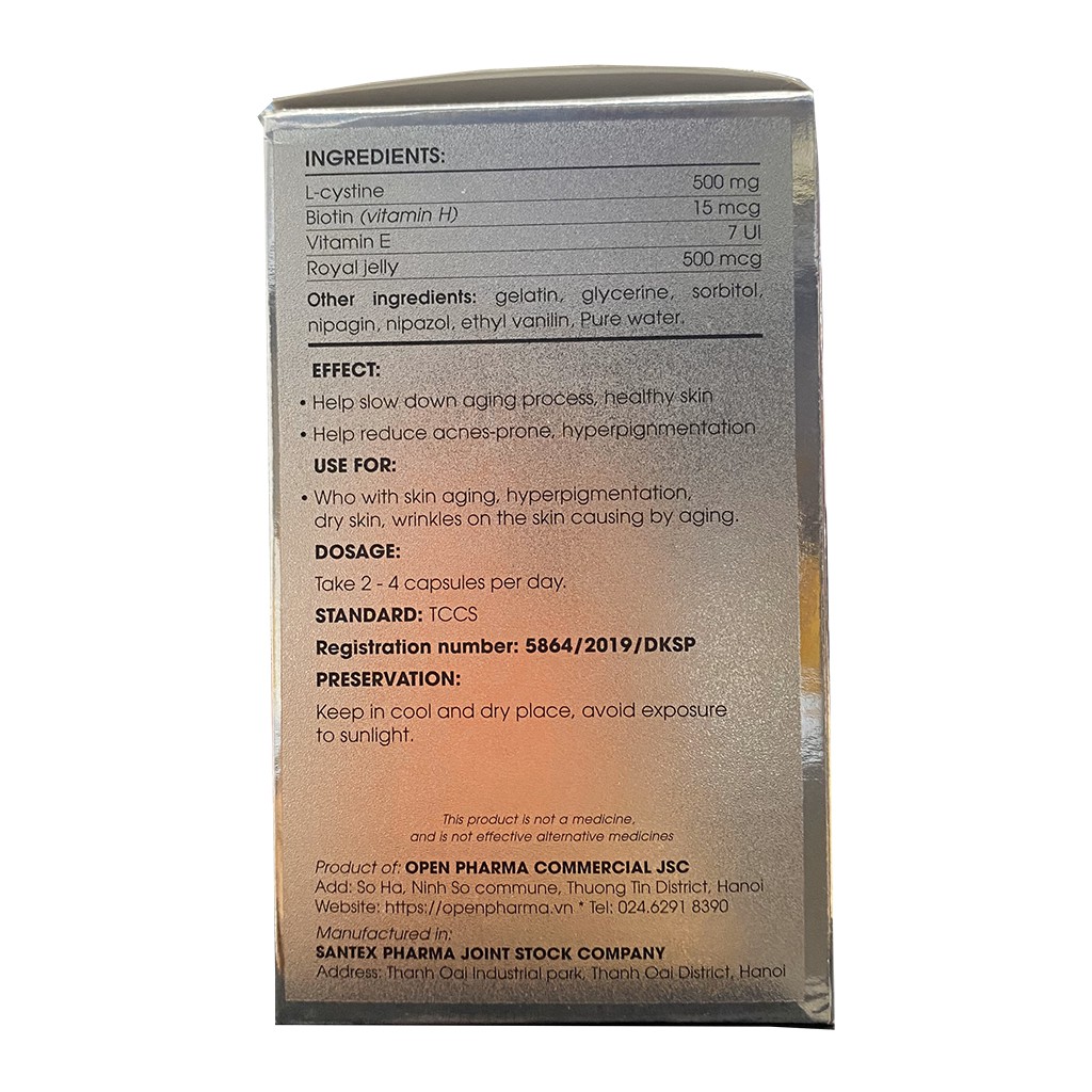 VIÊN UỐNG L-CYTINE SANTEX PHARMA - HẠN CHẾ QUÁ TRÌNH LÃO HÓA