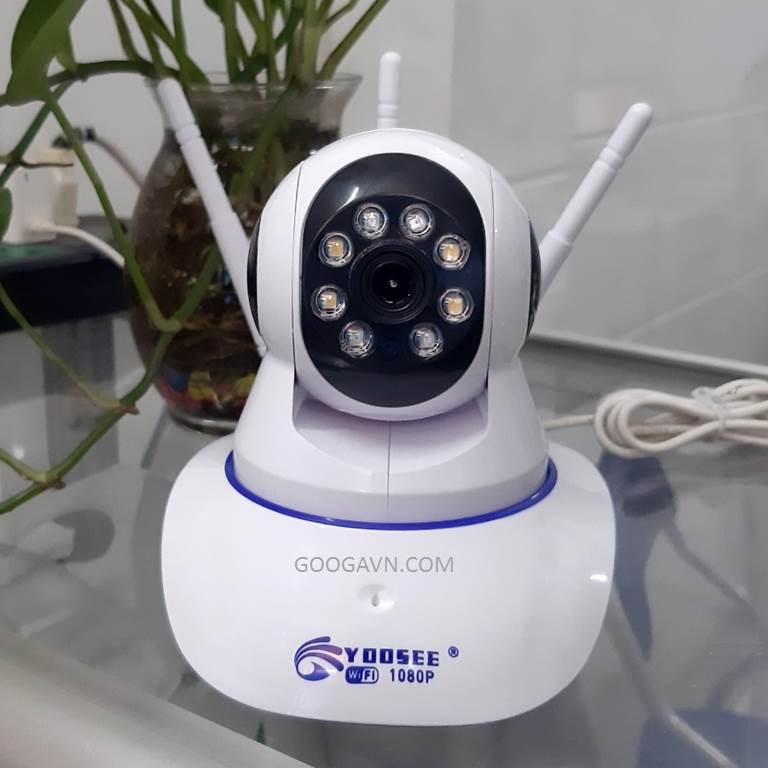 Camera ip wifi yoosee 3 râu không cổng LAN hỗ trợ bật flash ban đêm quay màu khe thẻ nhớ trên đầu  - quan sát trong nhà