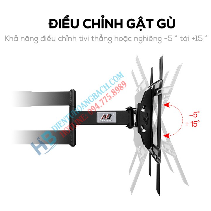 Giá treo tivi xoay vuông góc với tường NB SP2 40 - 80 inch - Khung Treo Tivi Góc Xoay 90 Độ North Bayou SP2