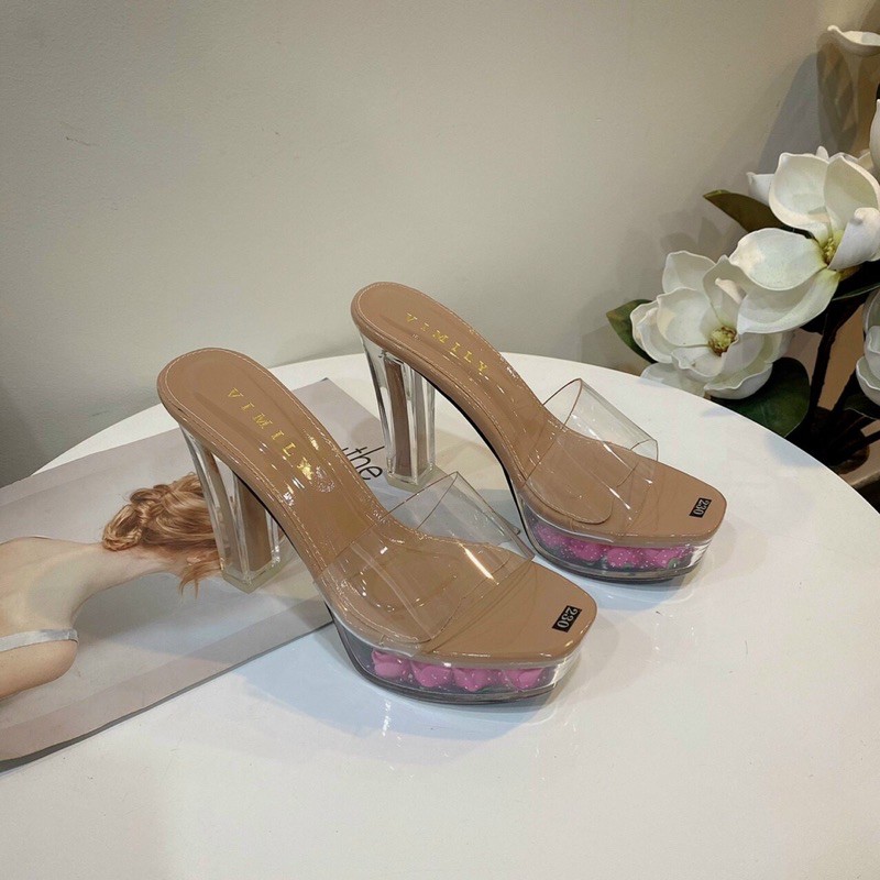 Guốc quai trong gót đúp 10cm đế hoa