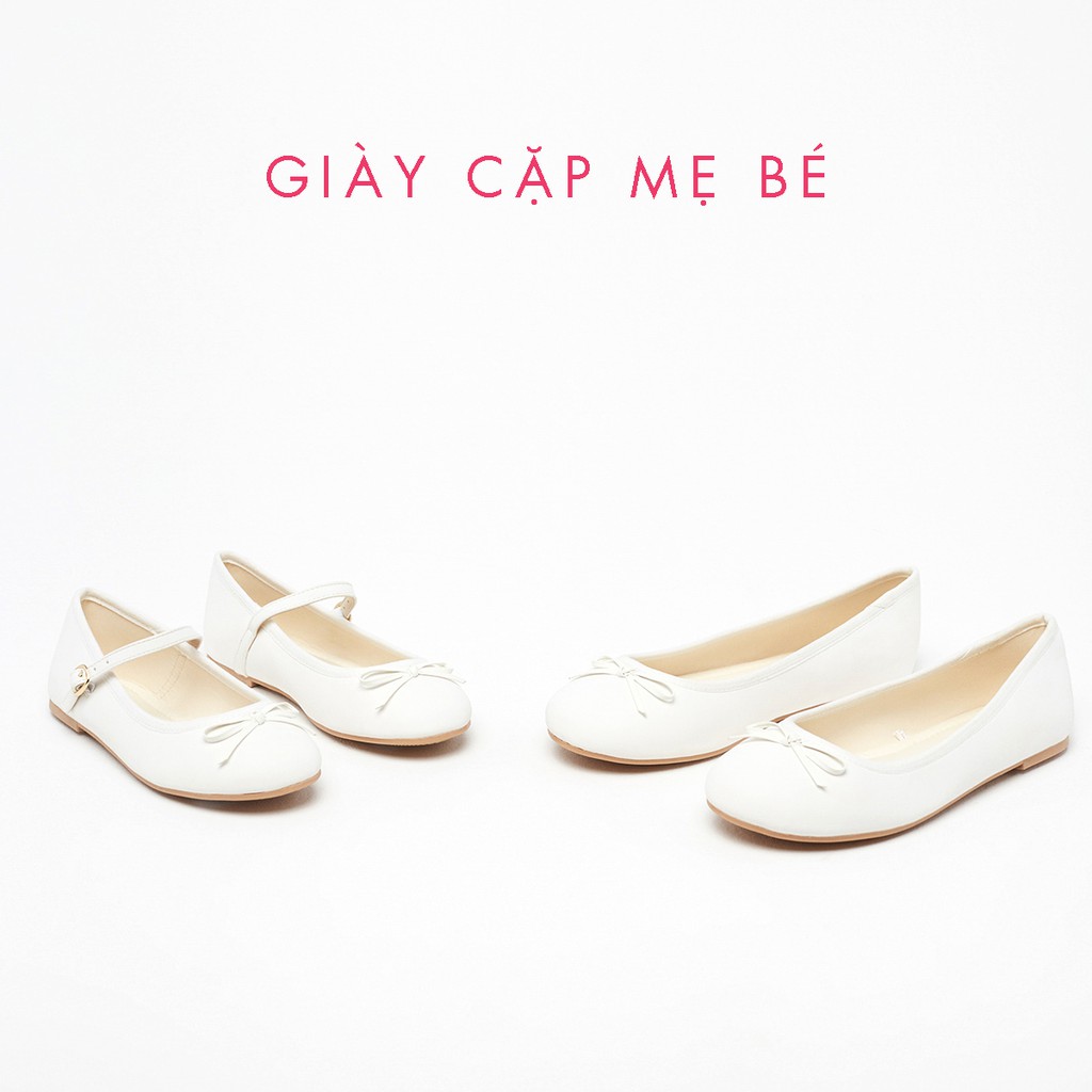 GIÀY BÚP BÊ MÀU TRẮNG NƠ NHỎ CẶP MẸ CON VNXK - SALE OFF
