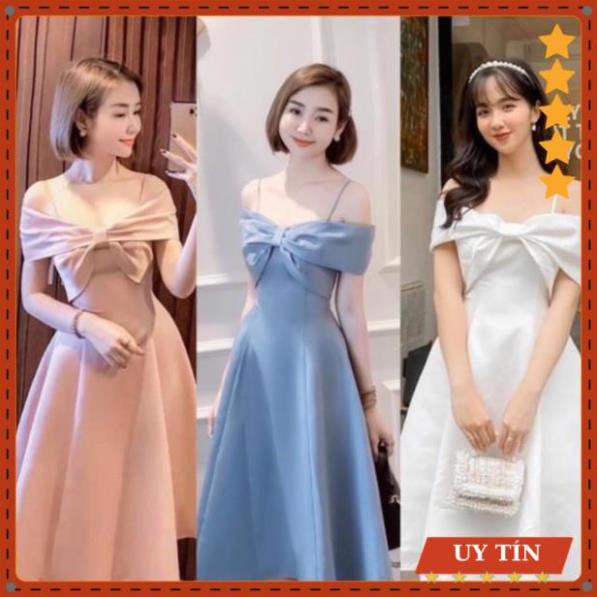 Đầm dự tiệc xoè trễ vai cao cấp 4 màu Eva_home_fashion