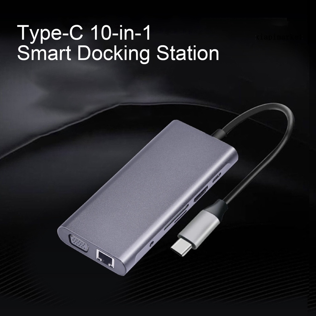 LOP_10 in 1 Type-C to VGA USB3.0 PD Fast Charging Card Reader Hub Dock Adapter