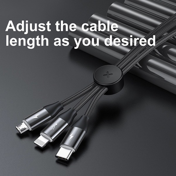 Cáp sạc 3 đầu Baseus Car Co-sharing Cable ( USB Type A to USB Type C/ Micro USB/ Lightning, 3.5A Fast Charging )