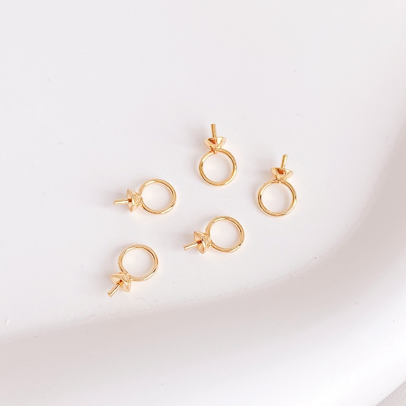 █diy゜14k●1 Miếng°Giá Đỡ Kim Tự Làm Mặt Dây Chuyền / Vòng Tay / Dây Chuyền Mạ Vàng 18k Đính Ngọc Trai Zircon
