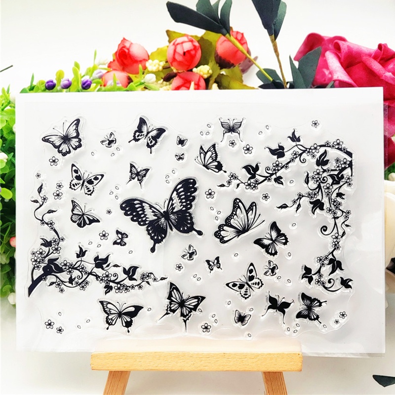 Con Dấu Silicone Trong Suốt Hình Bướm Trang Trí Sổ Tay Album Ảnh