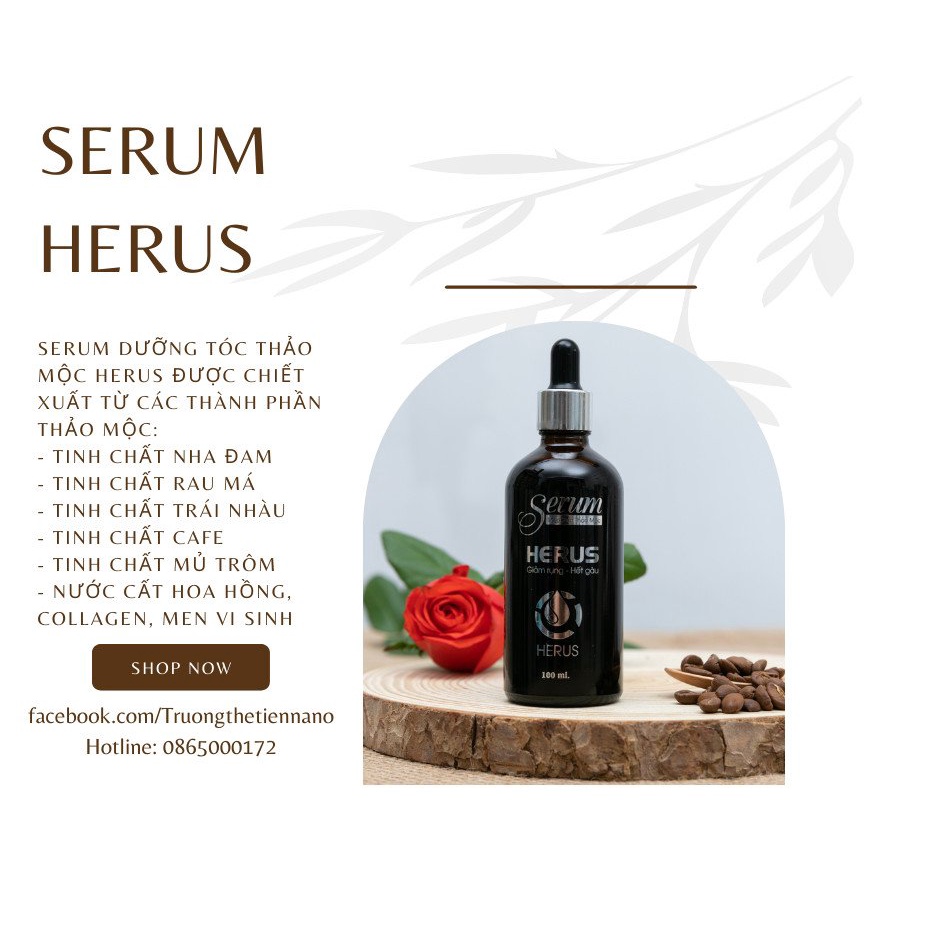 Serum dưỡng tóc thảo mộc Herus giúp giảm rụng, gàu, ngứa, phục hồi tóc hư tổn