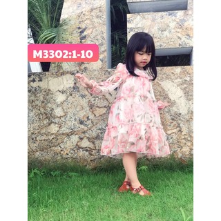 Combo váy voan hoa hồng cam - mã 3302