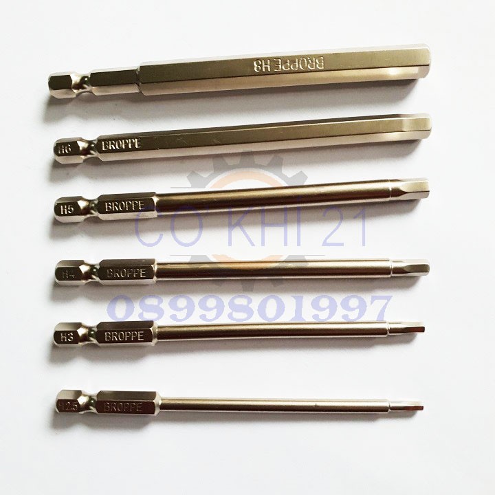 Bộ 6 đầu lục giác dài 100mm dành cho khoan, máy bắn vít