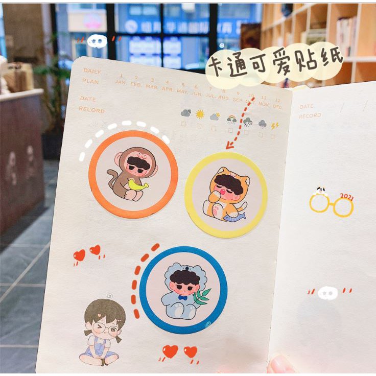 [THANH LÝ] Sticker sổ tay dễ thương, nhan dán cô gái hoạt hình xinh xắn
