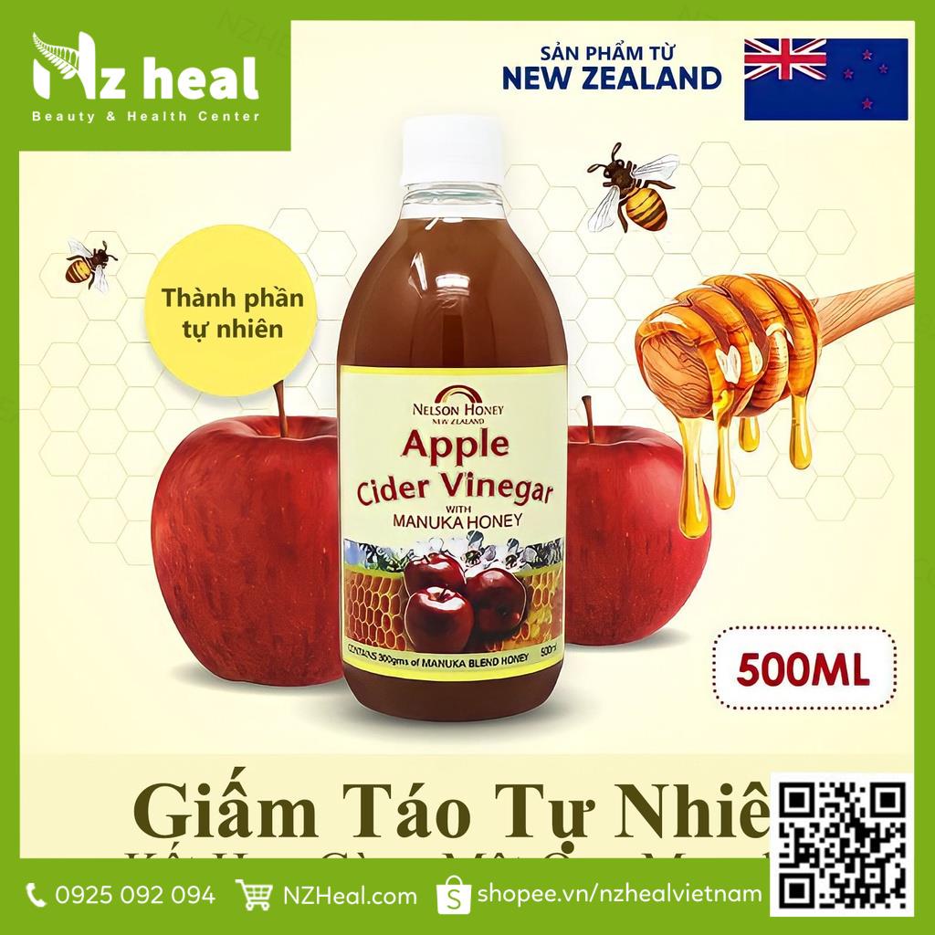 [Hỏa tốc] Giấm táo và mật ong Manuka Nelson Honey 500ml