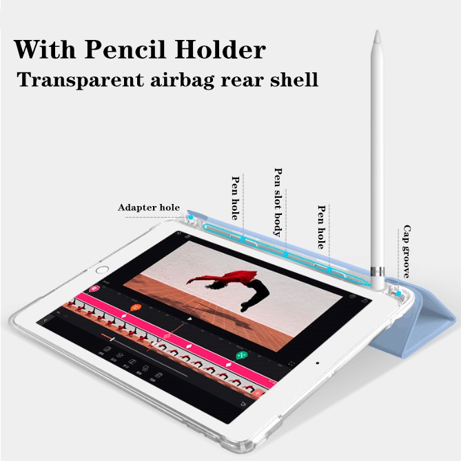 Bao da ipad air 4 10.9 pro 11 iPad 2020 8th 10.2inch Case with Pen slot iPad 6 5gen PU Leather Silicone Soft Smart Cover for iPad Mini 5 2019 Case