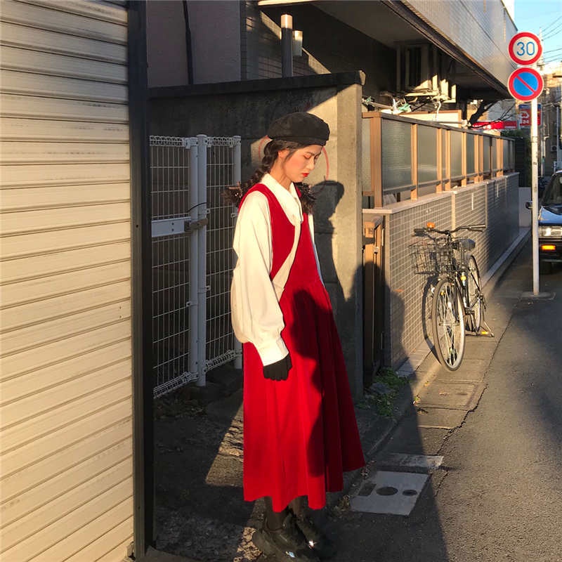 Bộ Áo Sơ Mi + Đầm Không Tay Thiết Kế Mới Thời Trang Theo Phong Cách Hàn Quốc Dành Cho Nữ