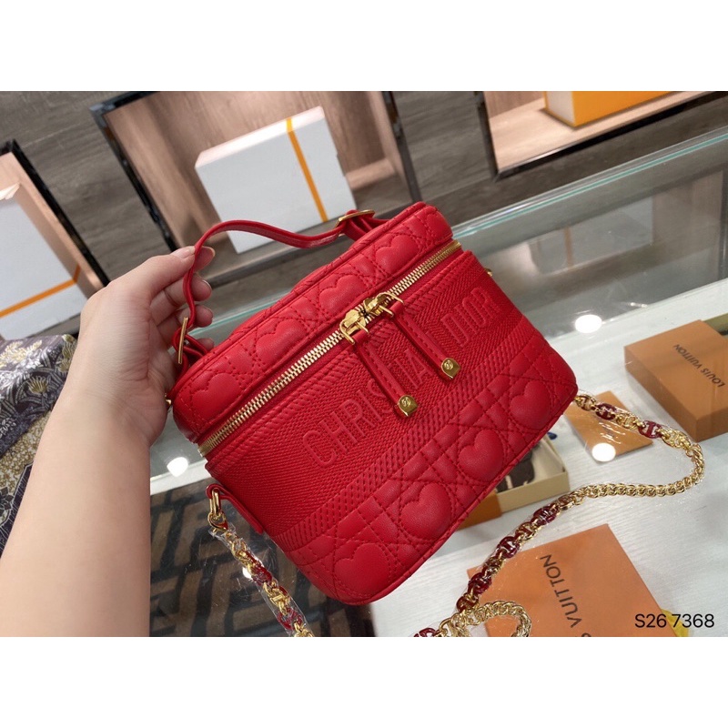 Túi đeo chéo dáng hộp Dior CD da thật phối xích cao cấp