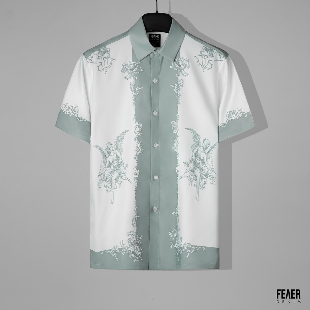 Áo sơ mi họa tiết thanh lịch Barpque Angel mặc hằng ngày, đi chơi hoặc du lịch, chất Lụa chéo - FEAER | BigBuy360 - bigbuy360.vn