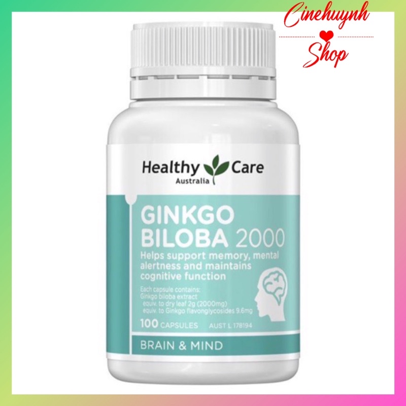 BỔ NÃO ÚC GINKO BILOBA 2000,100 Viên CỦA HEALTHY CARE HÀNG NỘI ĐỊA ÚC