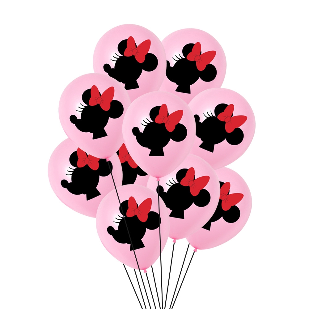 Set 10 Bong Bóng In Hình Chuột Mickey Minnie Trang Trí Tiệc