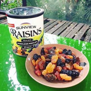 Nho sấy khô Raisin Sunview nhập khẩu Mỹ, hũ 425g, nho kho 3 màu, trái cây khô thập cẩm