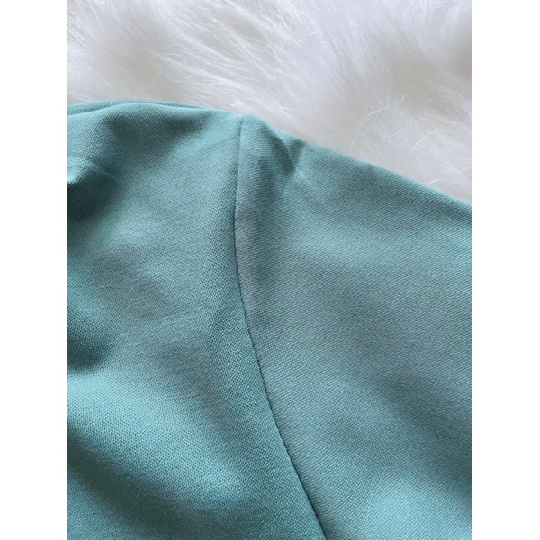 Áo Polo crotop lửng rộng xanh mint kèm hình thật