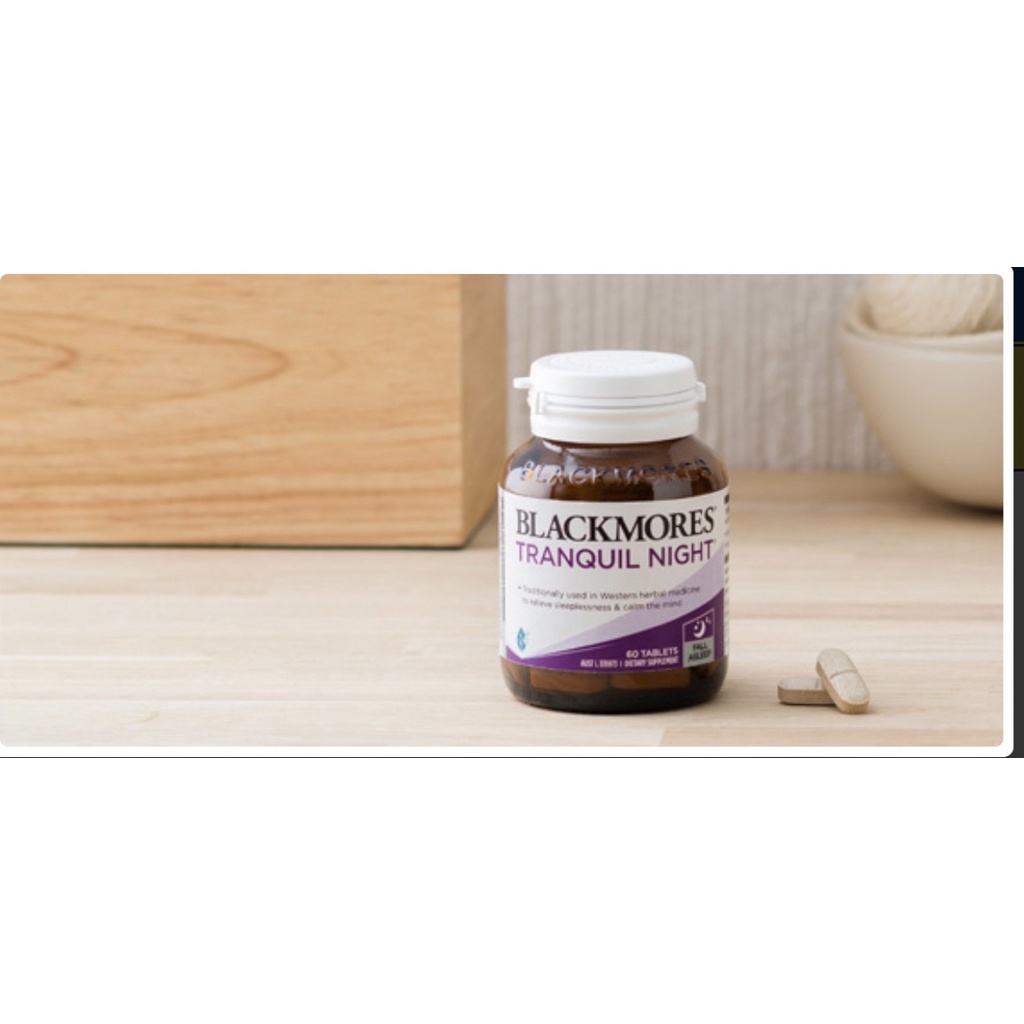 [Hàng chuẩn] Viên Uống Giảm Stress, Lo Lắng Giúp Ngủ Ngon Blackmores Tranquil Night Của Úc (60 Viên)