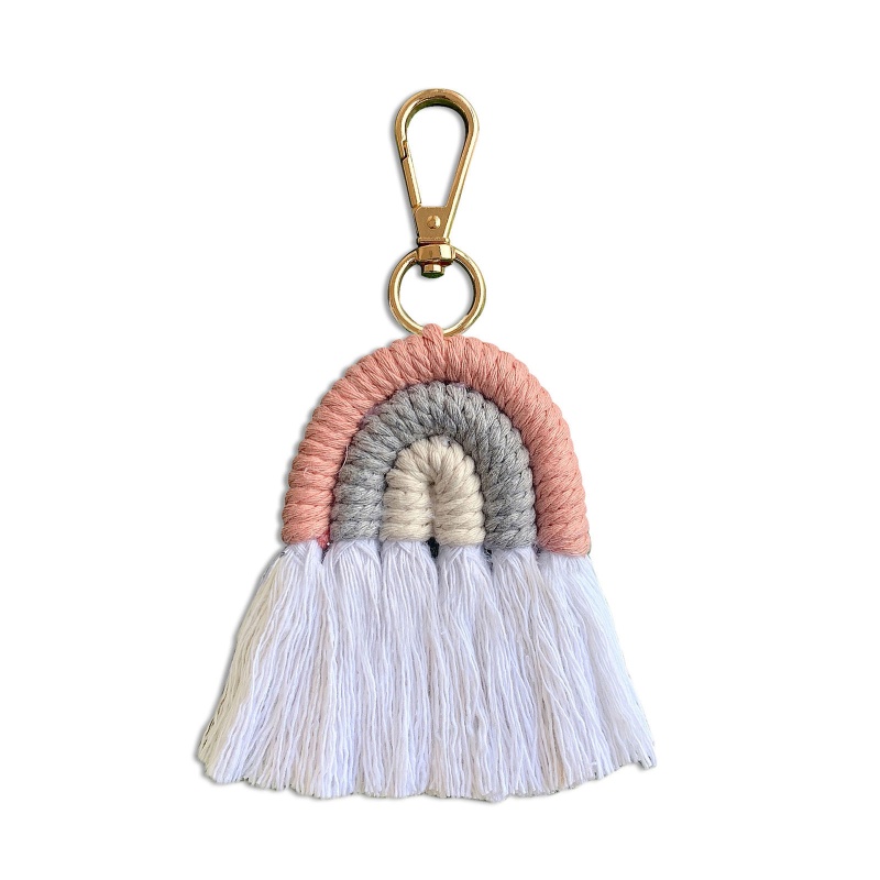 Móc Khóa Macrame Màu Cầu Vồng Phong Cách Boho Dành Cho Nam Nữ