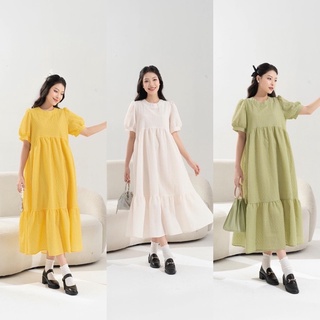Đầm Xốp Gấm Hoa Hồng Vân Nổi Dáng Babydoll Trẻ Trung Năng Động