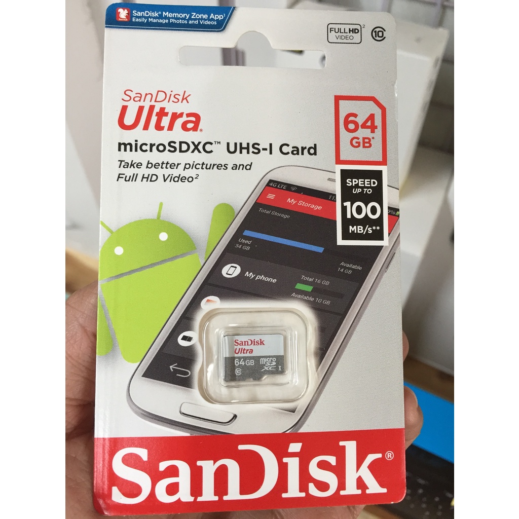 Thẻ nhớ microSD 32GB/64GB/128GB Sandisk Ultra 100MB/s, Thẻ nhớ camera wifi