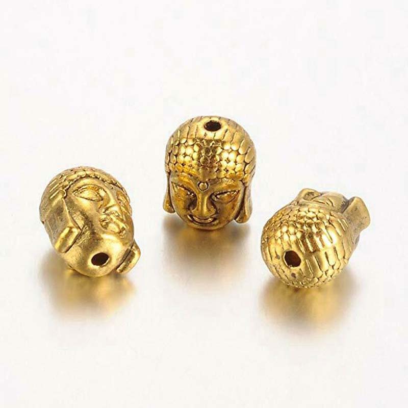 Bộ 20 Hạt Xâu Làm Trang Sức Hình Đầu Phật 10x8mm Nhiều Màu Phong Cách Retro