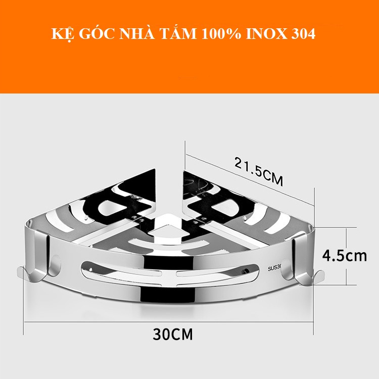 Kệ Góc Nhà Tắm Tam Giác Dán Tường 2 Tầng Inox 304 Latimax Sang Trọng Chống Gỉ Sét - Tặng Kèm Keo Dán Chuyên Dụng