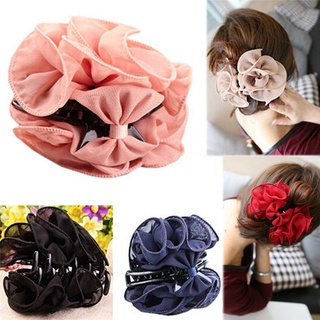 Kẹp Tóc Hoa Hồng Vải Chiffon Thời Trang