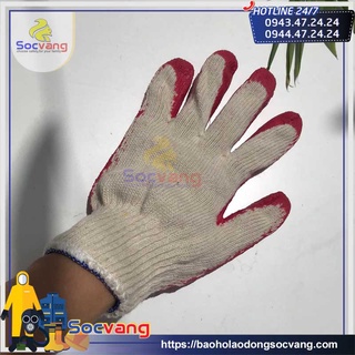Găng Tay len Phủ cao Su đỏ