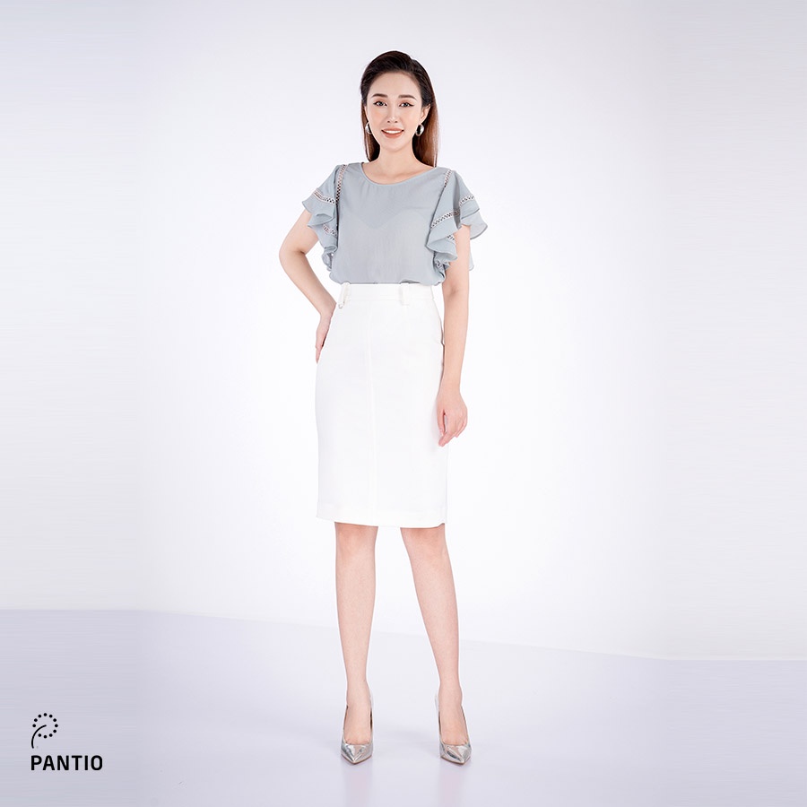 Áo sơ mi kiểu chát liệu lụa cát cánh tay bèo dáng suông FAS32131 - PANTIO
