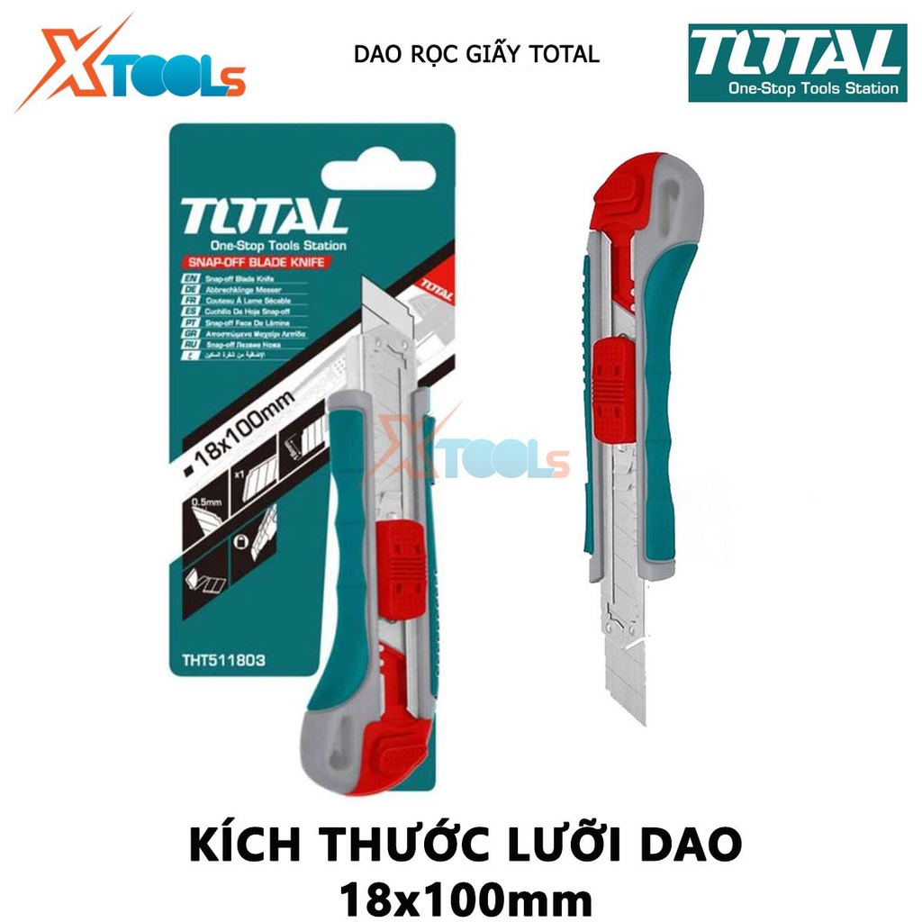 DAO RỌC GIẤY TOTAL THT511836, dao cắt giấy có chiều dài 150mm, kích thước lưỡi 9mmx80mm sắc bén, nhỏ gọn, độ bền cao