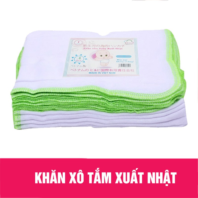 Khăn tắm xô trắng cao cấp xuất NHật siêu mềm, siêu an toàn cho bé(2 mẫu)