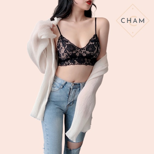 Áo bra 2 dây ren 2 lớp sexy dáng croptop mặc đi chơi pha 2 màu