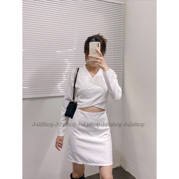 Set áo vest croptop phối chân váy ( ảnh thật shop chụp)